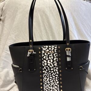 Michael Kors Black and White EW studded Voyager Tote Bag